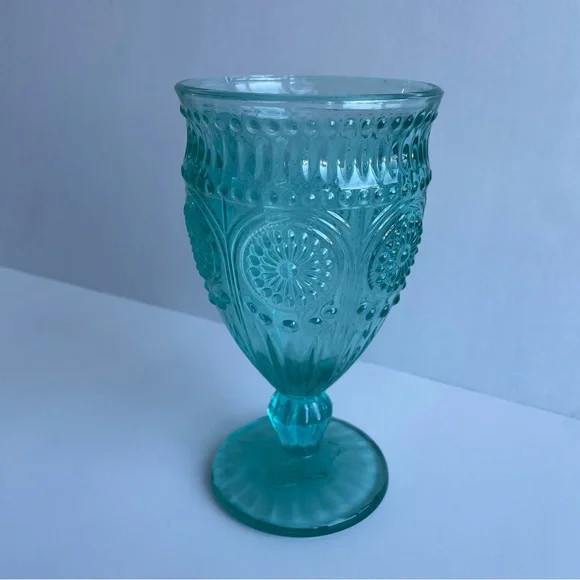 The Pioneer Woman Goblet Set of 4 Elegant Teal Hobnail Southern VTG Style NWOT - Picture 4 of 5